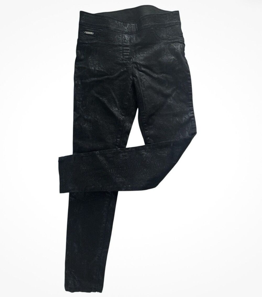 Coco + Carmen OMG Black Snake Print Skinny Jeans Womens L Pull On Tummy Control